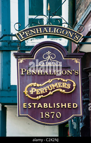 CHESTER, CHESHIRE, UK - APRIL 10, 2011:  Shop Sign in Chester, Cheshire England for Penhaligon's Perfumery Stock Photo