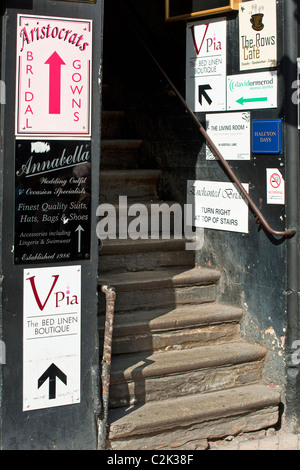 CHESTER, CHESHIRE, UK - APRIL 10, 2011:  Stairs leading up to the Rows at Chester, City Stock Photo