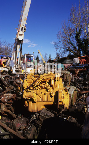 lorry engines and scrapmetal in scrapyard uk Stock Photo