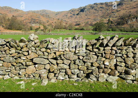 Drystone wall, Grasmere, Lake District National Park, Cumbria, UK Stock Photo