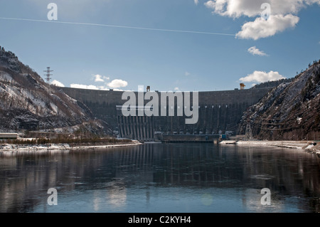 Sayano–Shushenskaya hydroelectric power station. Khakassia, Russia. Stock Photo