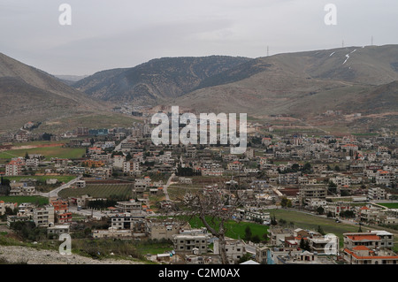 Majdal Anjar, Lebanon, Syrian border, Bekaa valley in spring, Armenian Christian and Shi'a Muslim area Stock Photo