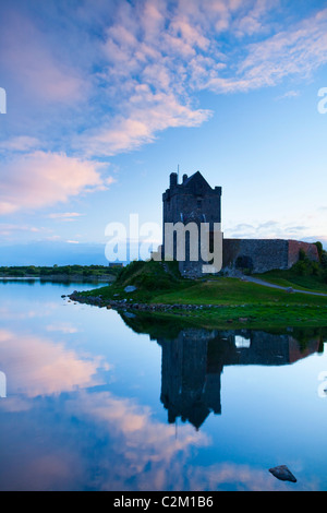 Sunset reflection of 16th-century Dunguaire Castle, Kinvara, Galway Bay, County Galway, Ireland. Stock Photo