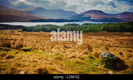 Looking towards Loch Tulla in Argyll & Bute, Scotland.  Situated near Bridge of Orchy and Glencoe. Stock Photo