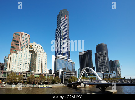 The Southbank Promenade and Eureka tower Melbourne, Victoria, Australia Stock Photo