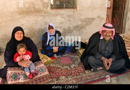 Syria desert Badiyat al Sham farm sheep culture Bedouin Bedouins  Villages man woman Syrian  Middle East Stock Photo