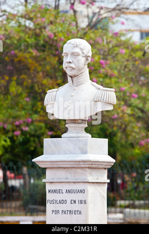 Sculpture of Manuel Anguiano, Getsamani, old town, Cartagena, Colombia Stock Photo