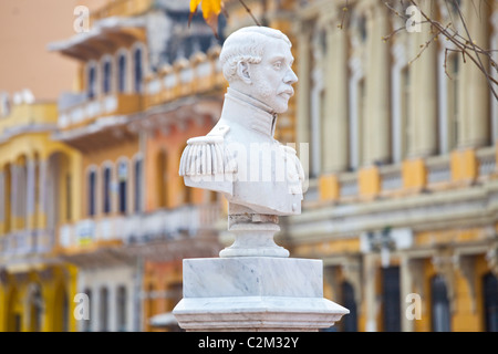 Sculpture of Manuel Anguiano, Getsamani, old town, Cartagena, Colombia Stock Photo