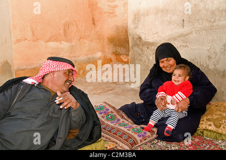 Syria desert Badiyat al Sham farm sheep culture Bedouin Bedouins  Villages man woman Syrian  Middle East Stock Photo