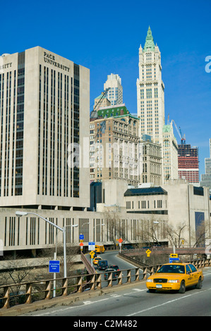 PACE University and Woolworth building downtown Manhattan Stock Photo