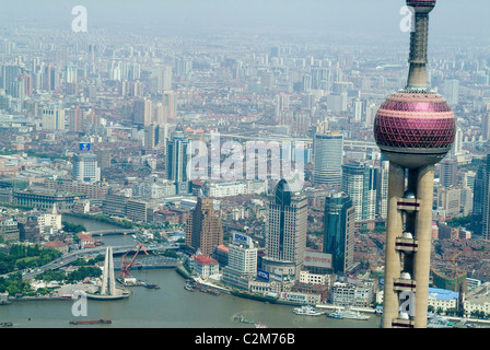 View from Grand Hyatt, Pudong, Shanghai, China Stock Photo