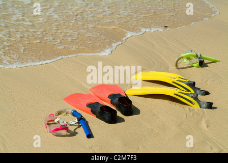 Snorkel equipment, Sosua Beach, Dominican Republic Stock Photo