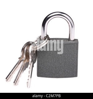 Padlock and keys isolated on white background Stock Photo