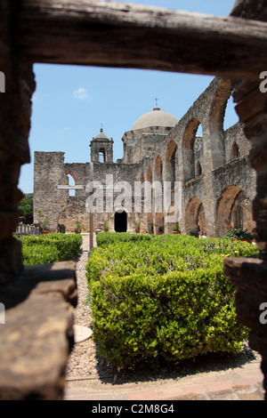 Church at Mission San Jose, part of the San Antonio Missions National Historic Park in Texas, United States Stock Photo