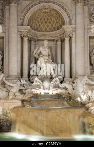 Close up view of central statue and fountain, Trevi Fountain, Rome, Italy. Stock Photo
