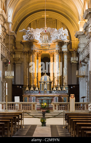 Interior of the church of the Santissima Trinita dei Monti. a Roman ...