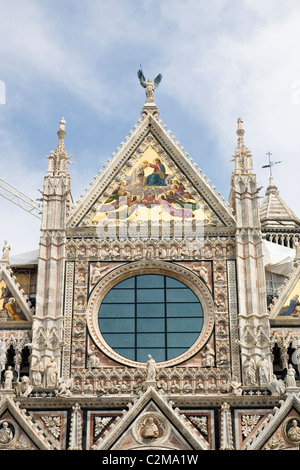 Detail of the facade of the Duomo, Siena, Tuscany, Italy. Stock Photo