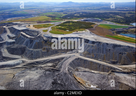 Aerial view of open cut coal mine Hunter Valley NSW Australia Stock Photo