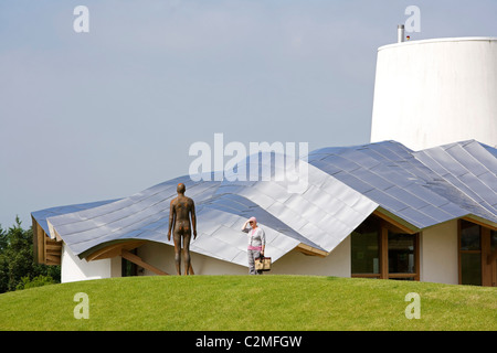 New Garden at Maggie's Centre Dundee. Landscape Design by Arabella Lennox-Boyd. Sculpture by Antony Gormley. Stock Photo