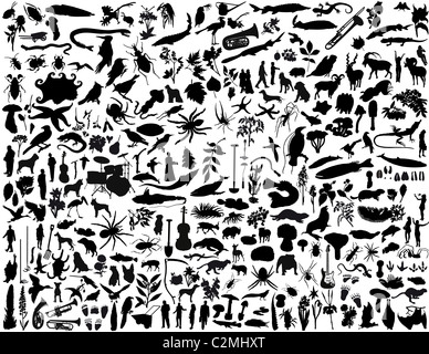 Biggest collection of collage vector illustration silhouettes  Stock Photo