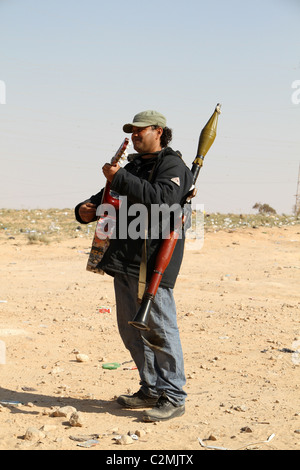 A singing rebel in Libya Stock Photo