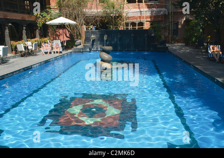 swimming pool at Dwarikas Resort in Kathmandu, Nepal Stock Photo