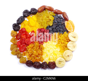 assortment dried fruits on white Stock Photo