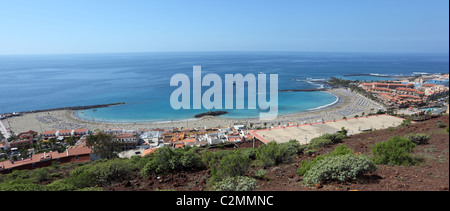 Aerial view over Playa de las Vistas in Los Cristianos, Tenerife Spain Stock Photo