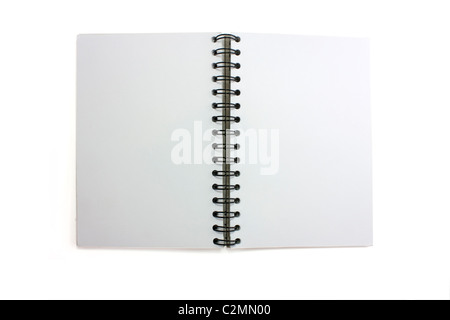 Photo of an open isolated sketchbook with wirobound spine Stock Photo