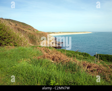 Herm island Channel islands view north to Shell beach in the distance Stock Photo
