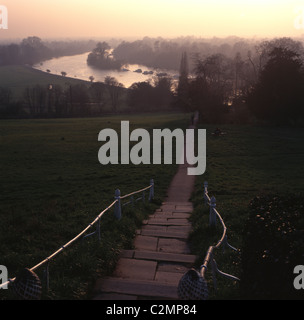 View of the River Thames from Richmond Hill. Late afternoon in Spring. Stock Photo