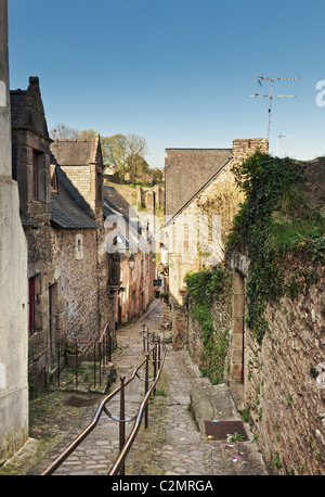 Old medieval street scene St Goustan, Auray, Morbihan, Brittany, France, Europe Stock Photo