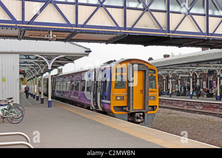 Selby Railway Station viewed from the south end of the platform Stock Photo