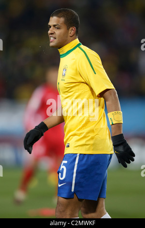 Felipe Melo of Brazil in action during a 2010 FIFA World Cup Group G match against North Korea June 15, 2010. Stock Photo