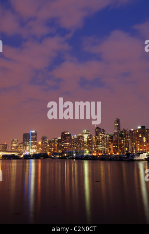Vancouver skyline by night from Stanley Park Stock Photo - Alamy
