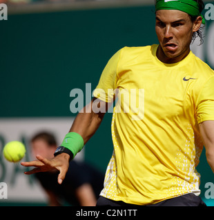 Rafael Nadal made history as he claimed his seventh successive Monte Carlo Masters title with a 6-4 7-5 victory over David Ferre Stock Photo