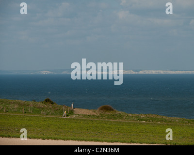 white cliffs of dover seen from cap blanc nez near Calais, France Stock Photo