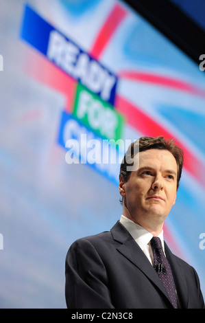George Osbourne, Shadow Chancellor of the Exchequer speaks at the Conservative Spring Forum 2009, Cheltenham, 26th April 2009. Stock Photo