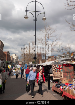 Shoppers at a Saturday market in Stockton on Tees, Co. Durham UK Stock Photo