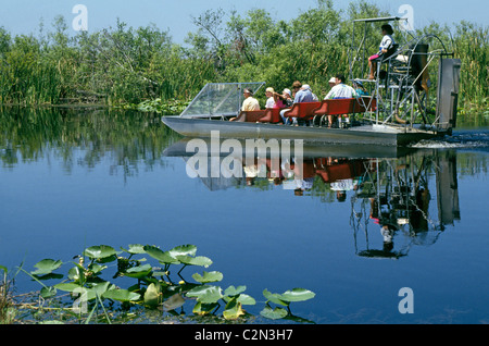 Airboat nature tours through the Everglades give tourists a close-up view of its famed wetlands that cover thousands of acres in southern Florida, USA.