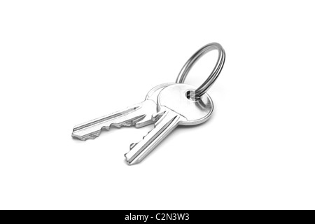 A pair of keys isolated on white Stock Photo