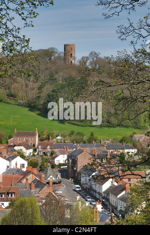 Conygar Tower, viewed from Dunster Castle, in spring, Dunster, Somerset, England Stock Photo