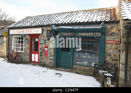 Village Shop and Chemist at the Ryedale Folk Museum, Hutton-Le-Hole Stock Photo