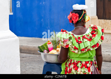 Fruit lady, old town Cartagena, Colombia Stock Photo