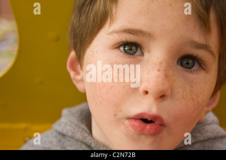 A 3 year old boy at a playground. Stock Photo