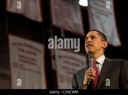 Democratic presidential candidate Senator Barack Obama speaks during a rally at Muhlenberg College Allentown, Pennsylvania - Stock Photo