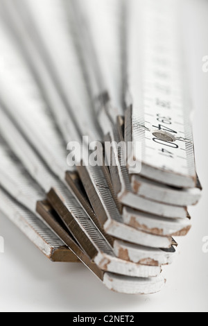 close up macro shot of a white folding rule Stock Photo