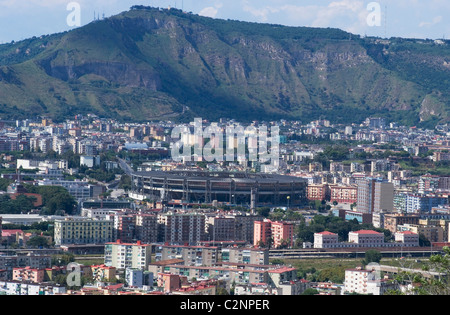 View over the City of Naples and Stadio San Paolo football stadium, Campania, Italy, Europe Stock Photo