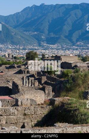 Overlook of the ruins of the ancient Roman City of Pompeii, Campania, Italy Stock Photo