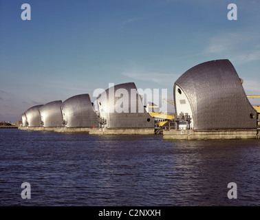 Thames Barrier, Greenwich London. Stock Photo